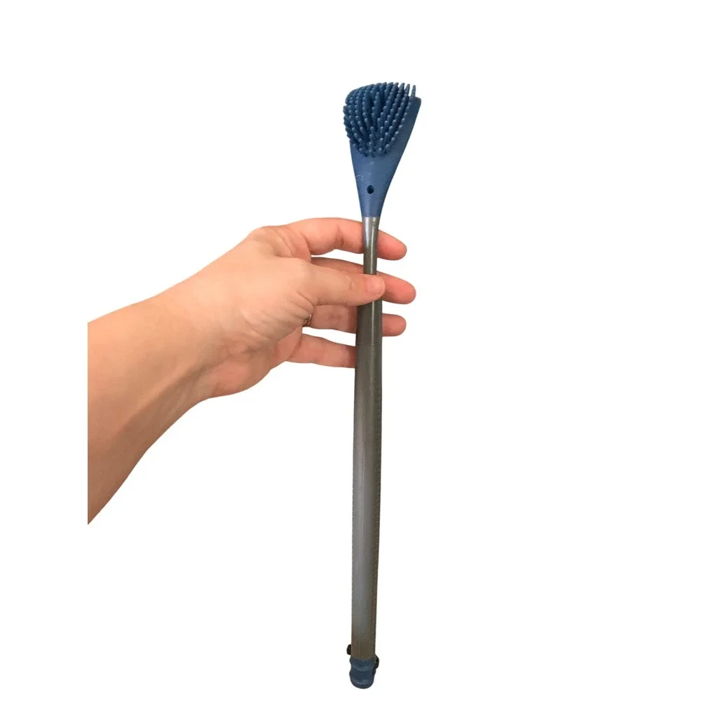 Silicone Toilet Brush Long Handle Scrubber Bathroom Cleaner Blue
